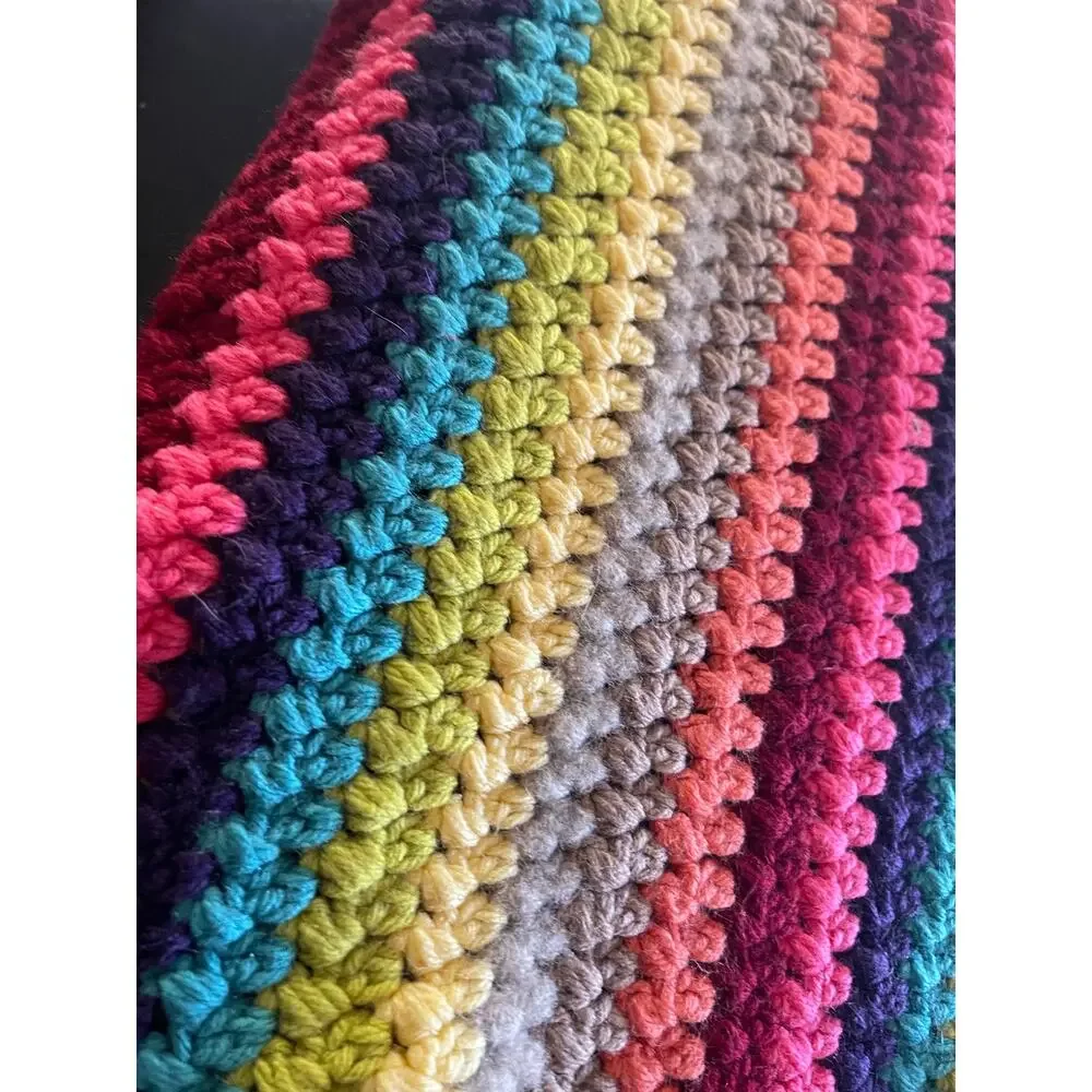 vintage handmade crochet afghan stitched baby blanket